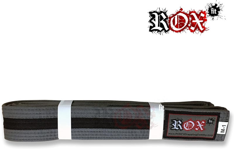 Roxfit BJJ Belt Kids Size - Adult Size Brazilian Jiu-Jitsu Belt 100% Cotton Durable Lightweight Design BJJ Gi Belts Grey - Image 4